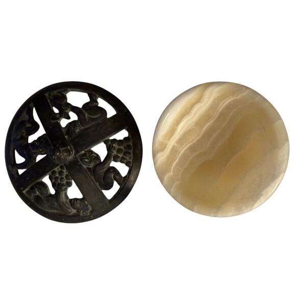 Baby Satyrs Rare Bronze and Alabaster Art Deco Bowl from Denmark - Picture 4 of 11